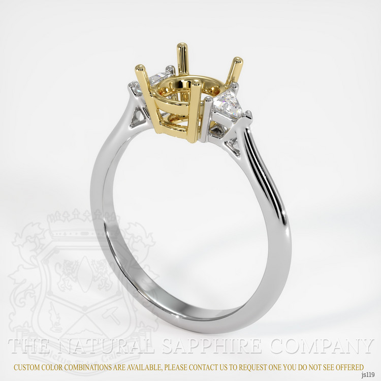 14K Yellow & White Three Stone Ring Setting