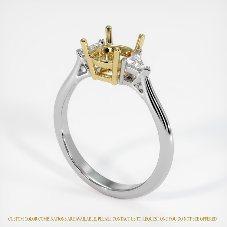 14K Yellow & White Three Stone Ring Setting