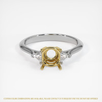14K Yellow & White Three Stone Ring Setting Image