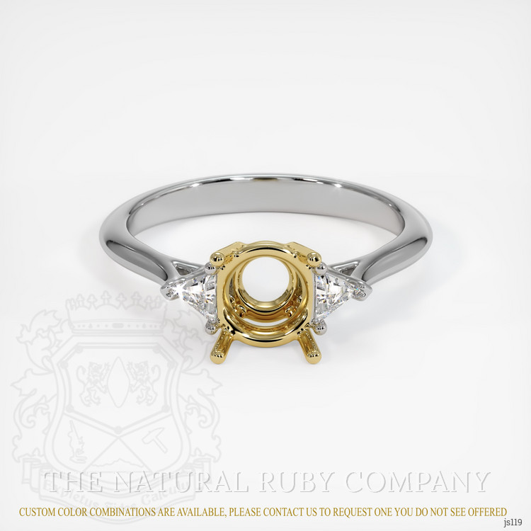 14K Yellow & White Three Stone Ring Setting