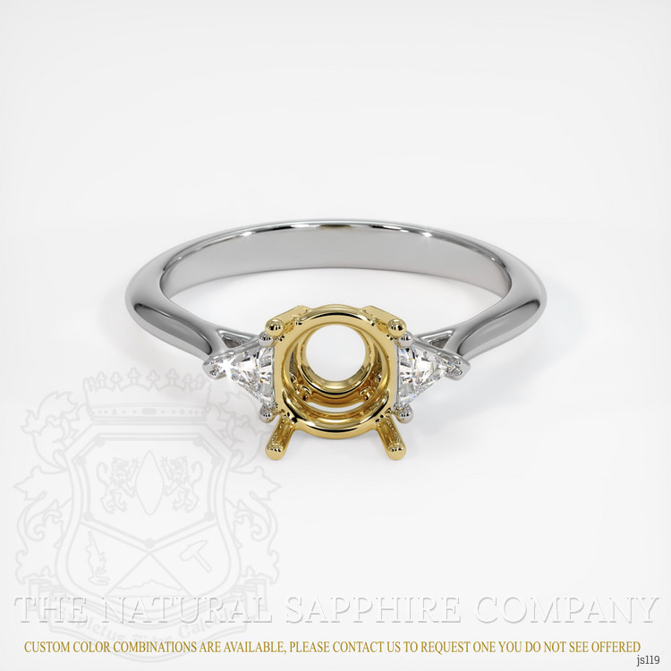 14K Yellow & White Three Stone Ring Setting