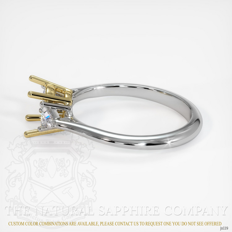 14K Yellow & White Three Stone Ring Setting