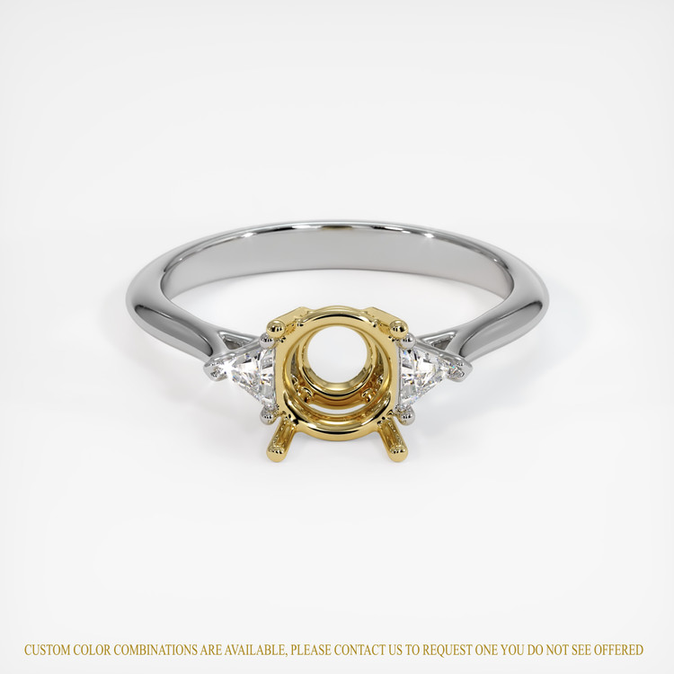 18K Yellow & White Three Stone Ring Setting