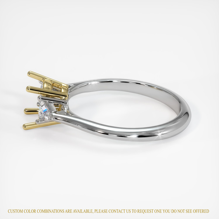 18K Yellow & White Three Stone Ring Setting