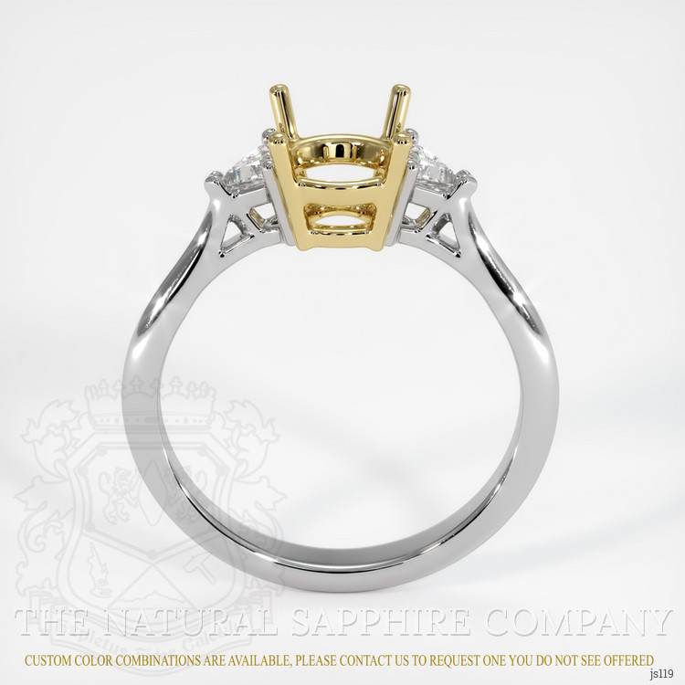 18K Yellow & White Three Stone Ring Setting