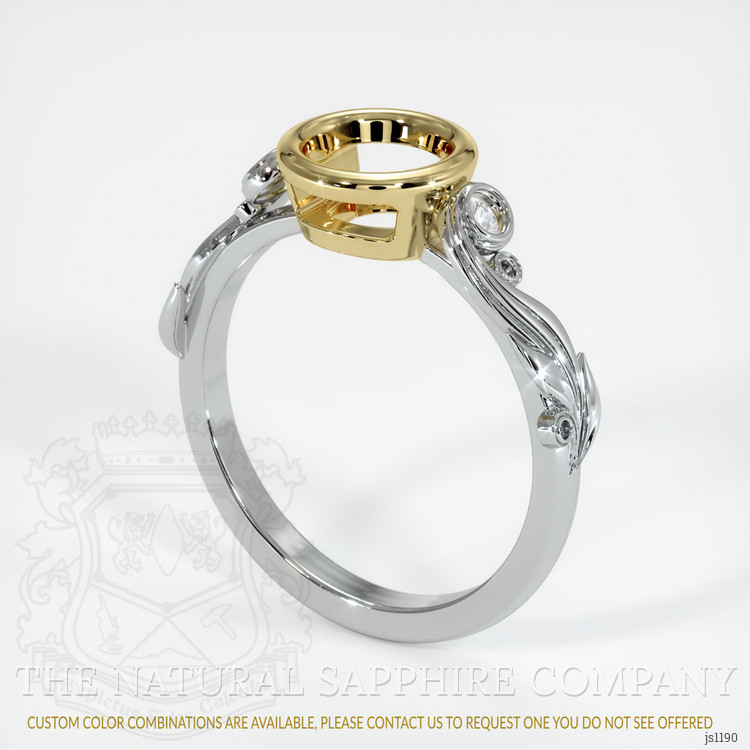 18K Yellow & White Accent Stones Ring Setting