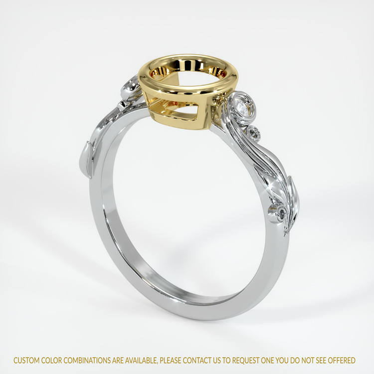 18K Yellow & White Accent Stones Ring Setting