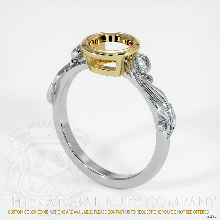 18K Yellow & White Accent Stones Ring Setting