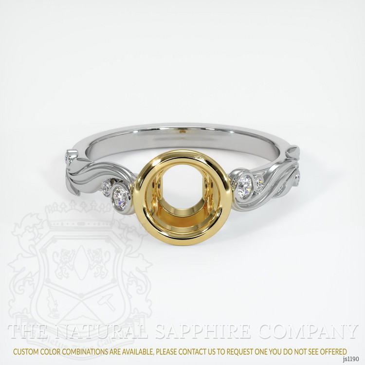 18K Yellow & White Accent Stones Ring Setting