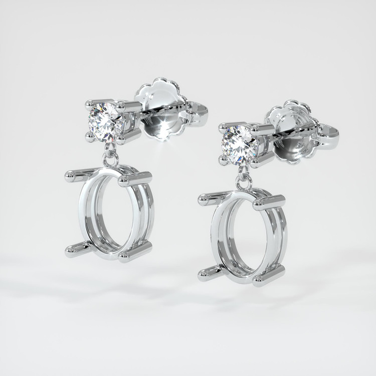14K White Gold Accent Stones Earring Setting