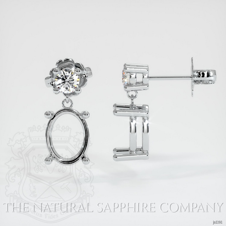 14K White Gold Accent Stones Earring Setting