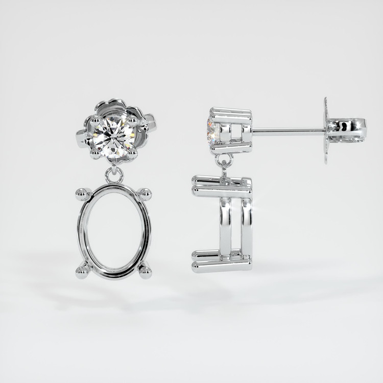 14K White Gold Accent Stones Earring Setting