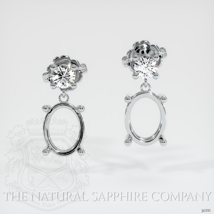 14K White Gold Accent Stones Earring Setting
