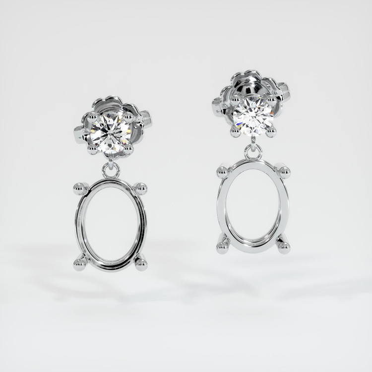 14K White Gold Accent Stones Earring Setting
