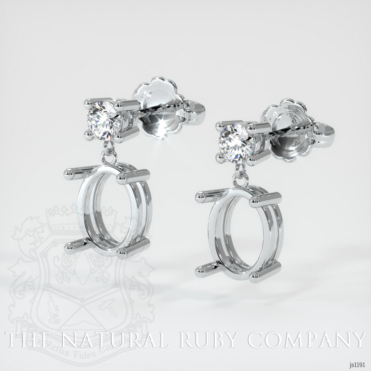 18K White Gold Accent Stones Earring Setting