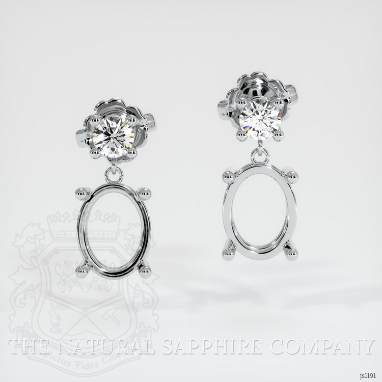 18K White Gold Accent Stones Earring Setting