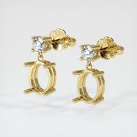 Accent Stones Emerald Earring 0.48&nbsp;Ct.Tw.Total Carat Weight, 18K Yellow Gold Combination Setting