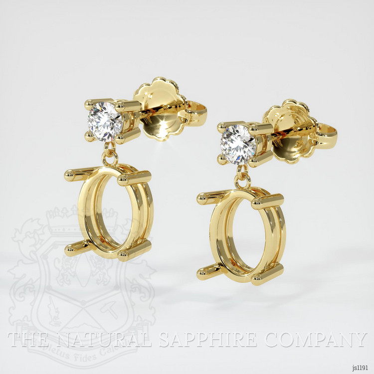 18K Yellow Gold Accent Stones Earring Setting