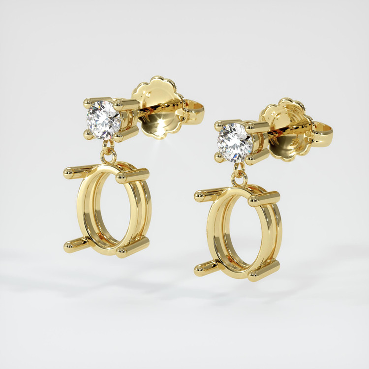 18K Yellow Gold Accent Stones Earring Setting