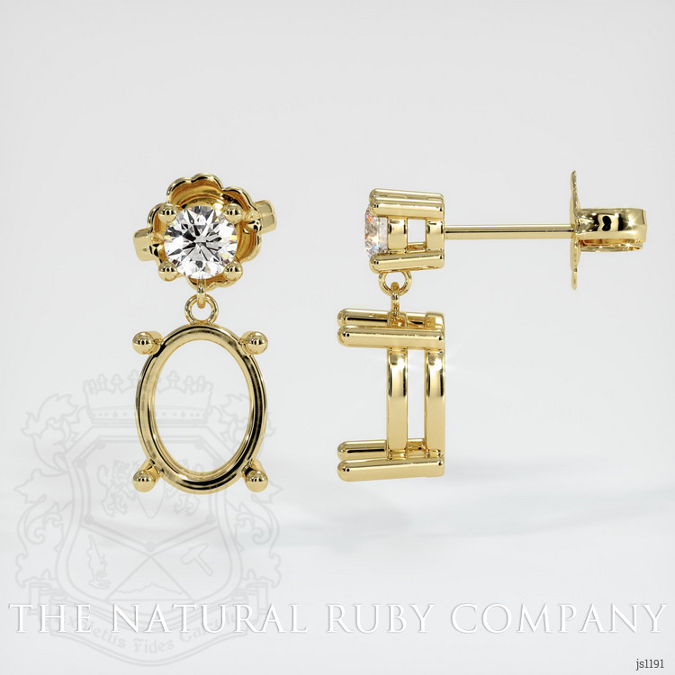 18K Yellow Gold Accent Stones Earring Setting