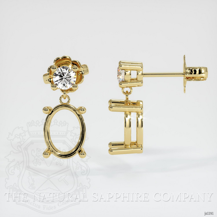 18K Yellow Gold Accent Stones Earring Setting