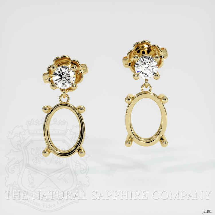 18K Yellow Gold Accent Stones Earring Setting
