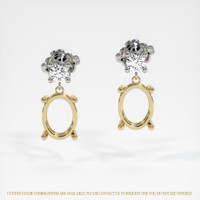 14K Yellow & White Accent Stones Earring Setting Image