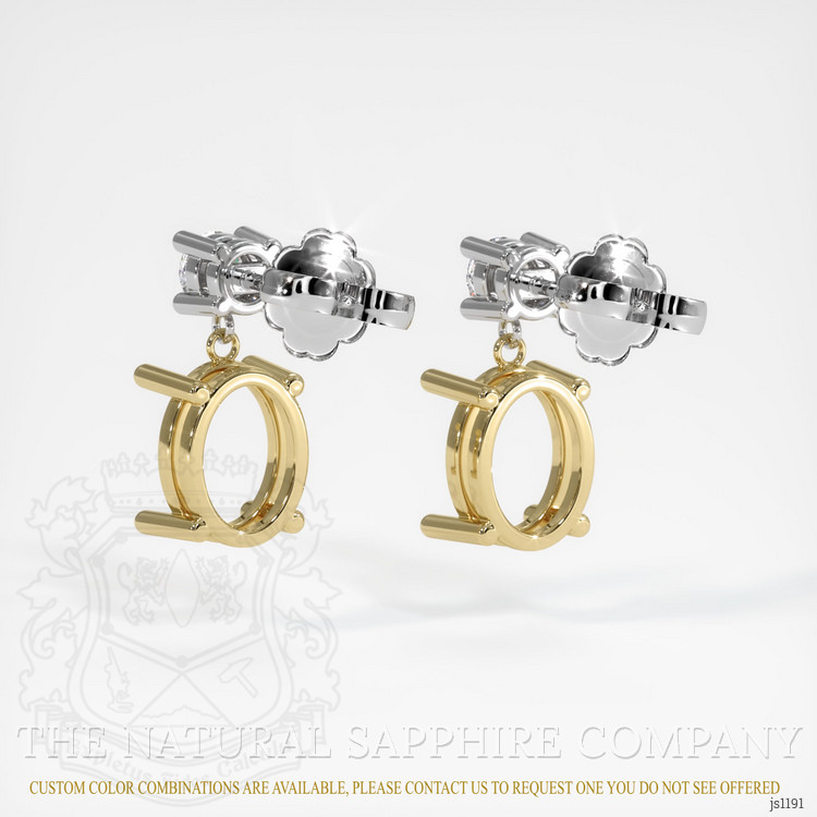 14K Yellow & White Accent Stones Earring Setting