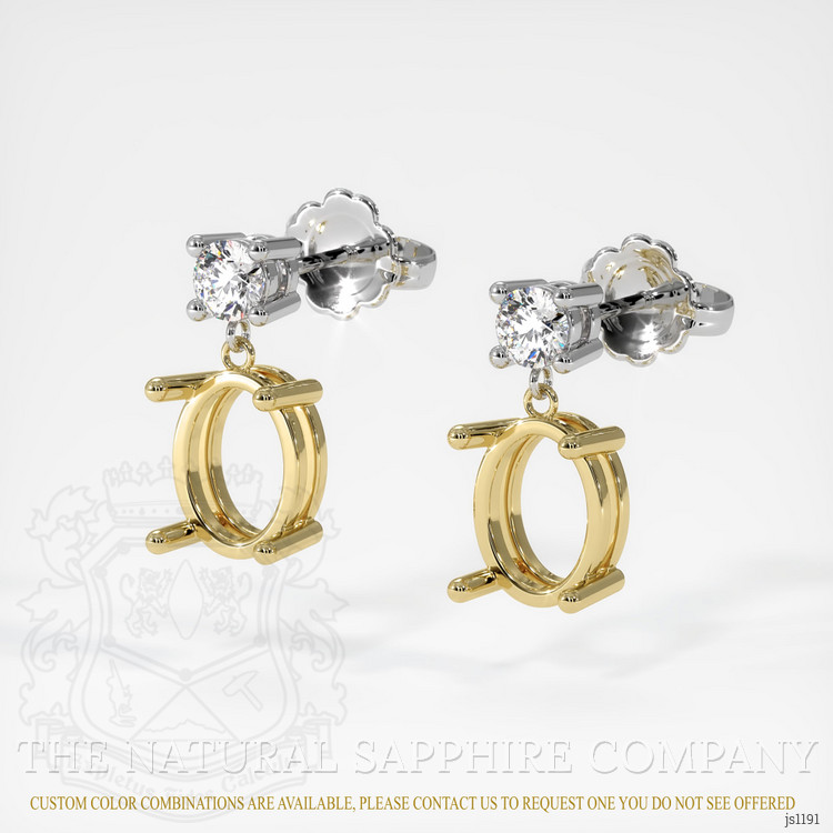 18K Yellow & White Accent Stones Earring Setting