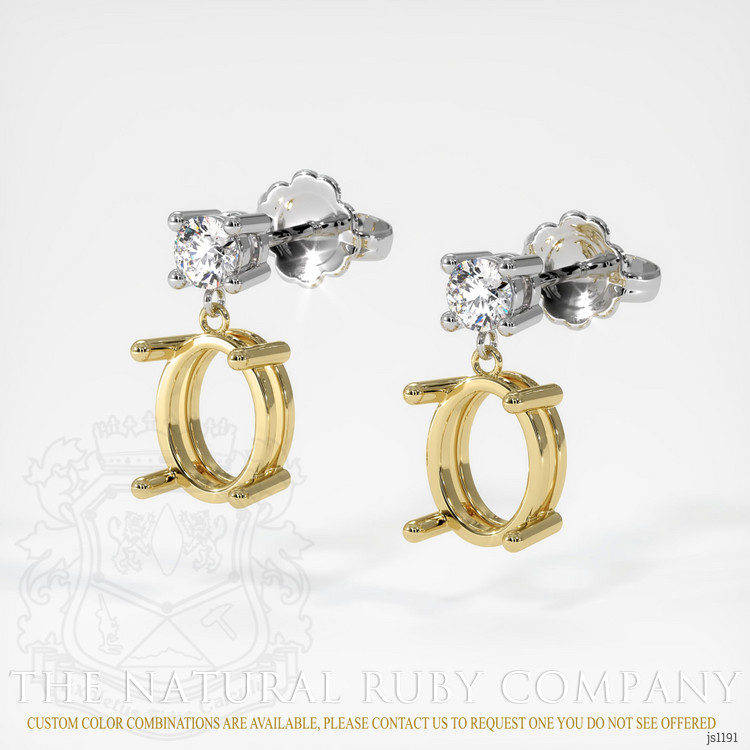 18K Yellow & White Accent Stones Earring Setting