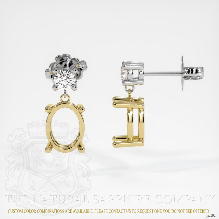 18K Yellow & White Accent Stones Earring Setting