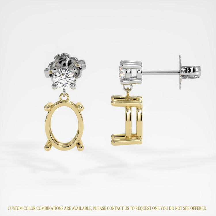 18K Yellow & White Accent Stones Earring Setting