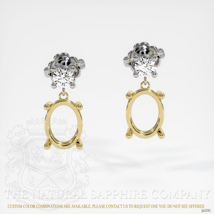 18K Yellow & White Accent Stones Earring Setting