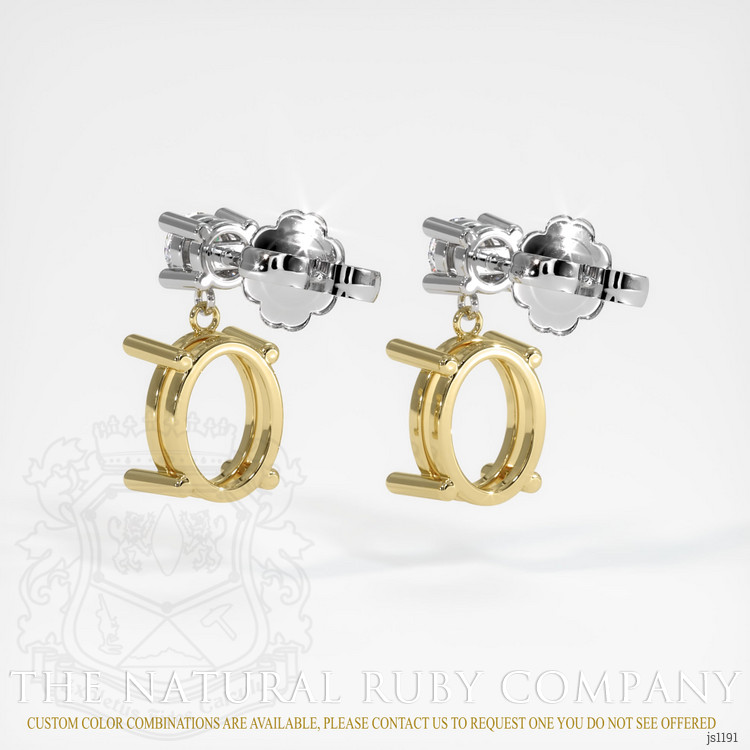 18K Yellow & White Accent Stones Earring Setting