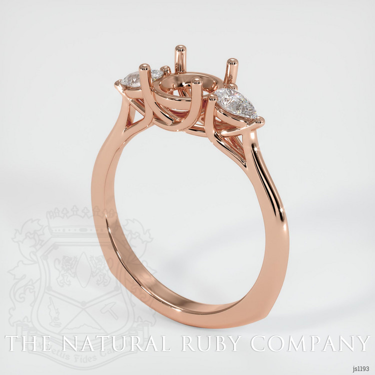 14K Rose Gold Three Stone Ring Setting