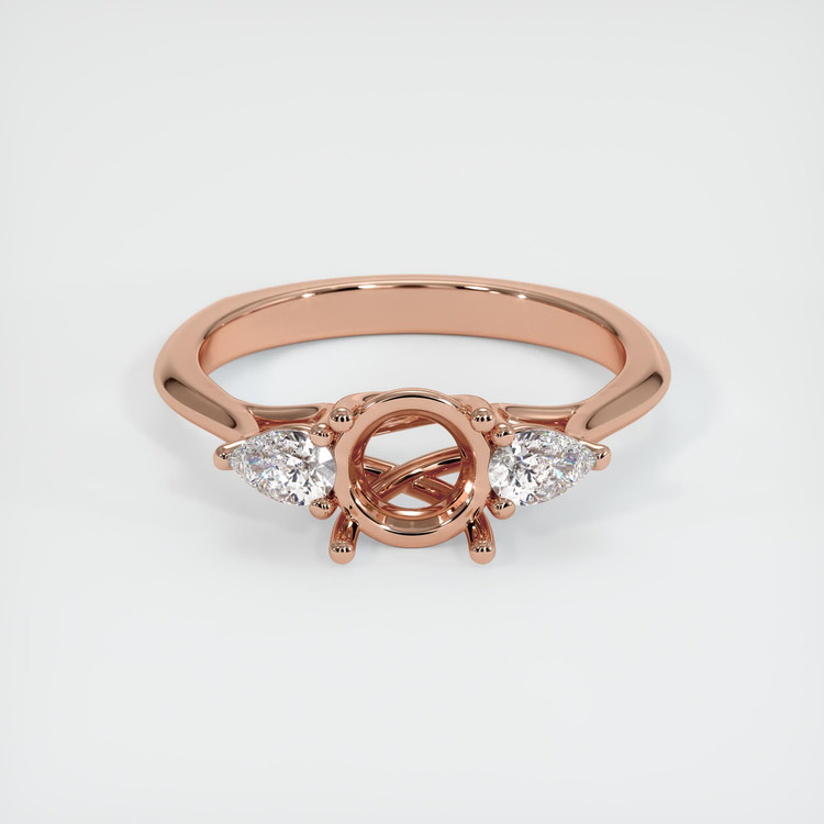 14K Rose Gold Three Stone Ring Setting