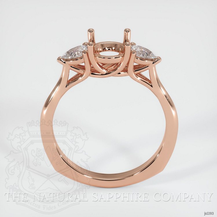 14K Rose Gold Three Stone Ring Setting