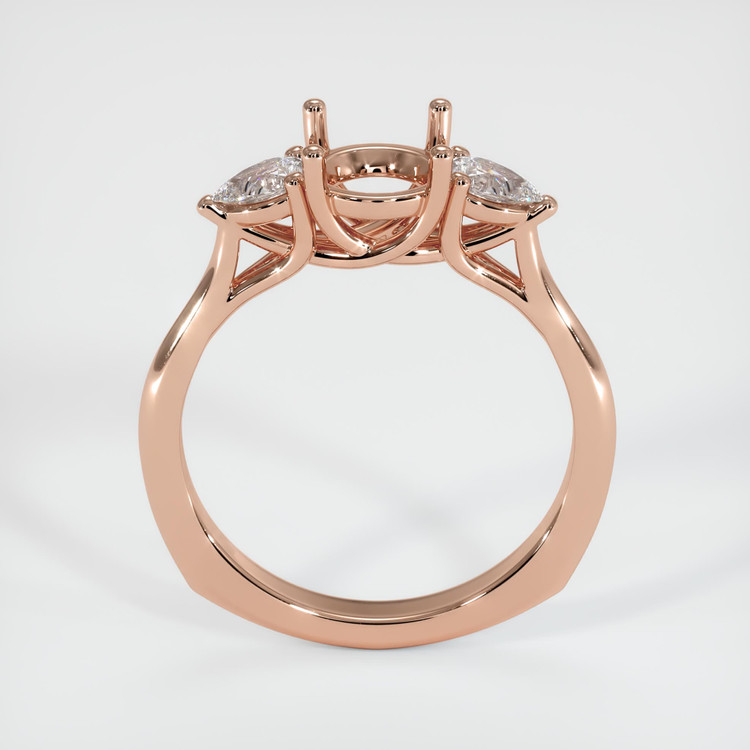 14K Rose Gold Three Stone Ring Setting