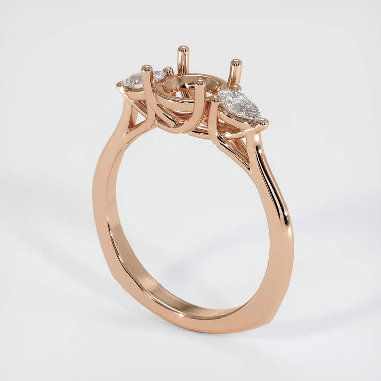 18K Rose Gold Three Stone Ring Setting