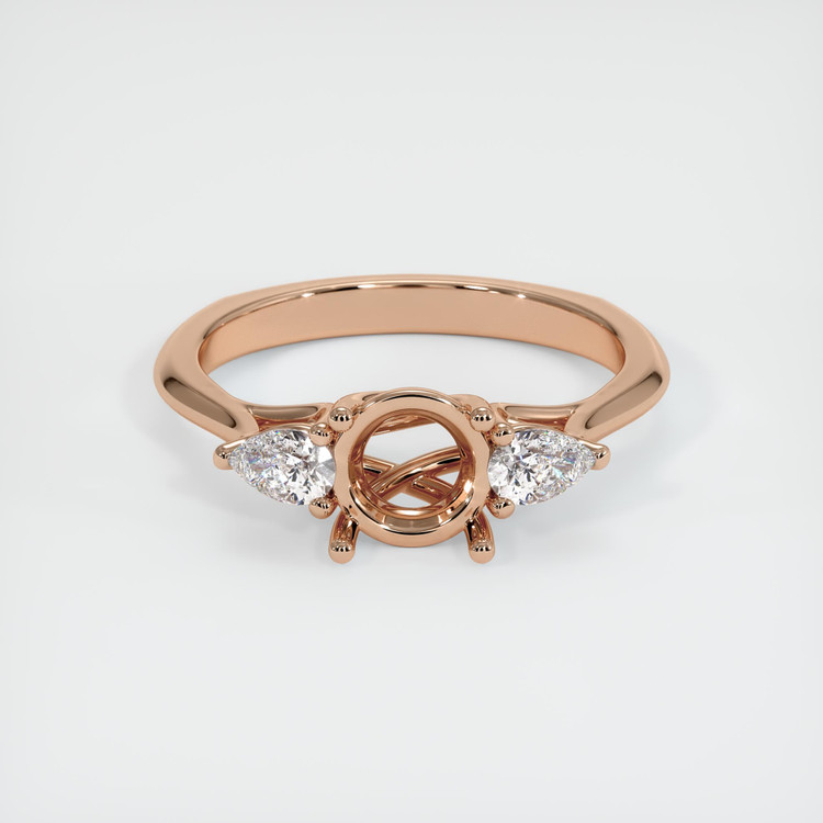 18K Rose Gold Three Stone Ring Setting