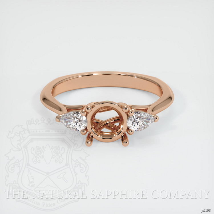 18K Rose Gold Three Stone Ring Setting