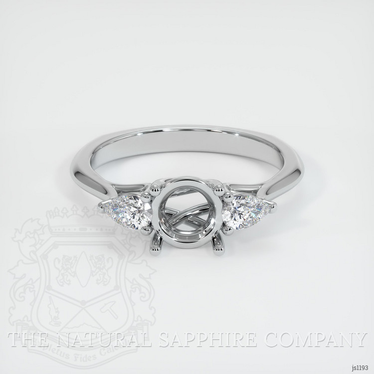 10K White Gold Three Stone Ring Setting