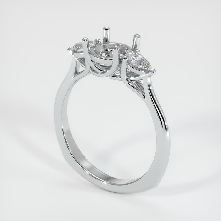 14K White Gold Three Stone Ring Setting