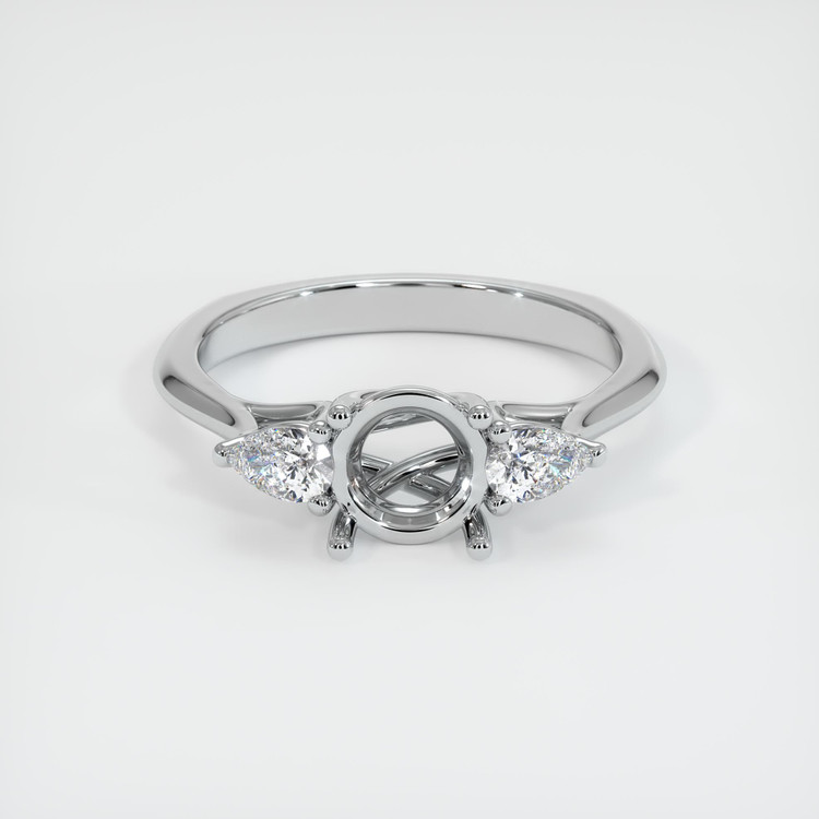 14K White Gold Three Stone Ring Setting