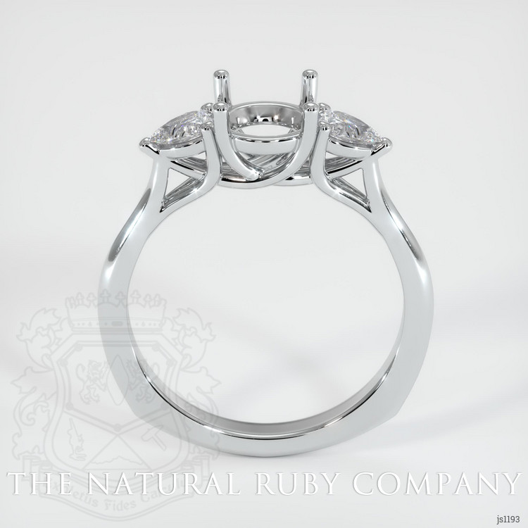 14K White Gold Three Stone Ring Setting