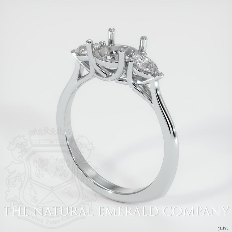 18K White Gold Three Stone Ring Setting