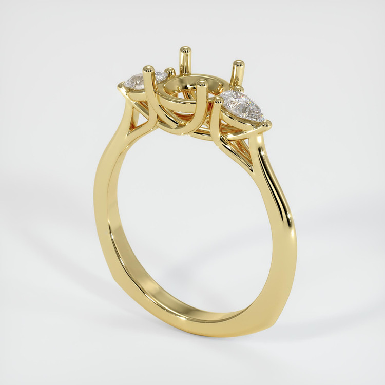 18K Yellow Gold Three Stone Ring Setting
