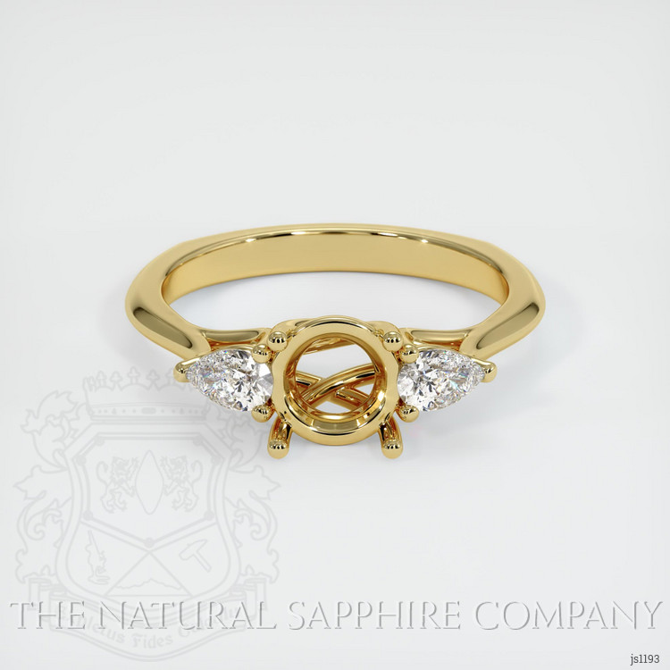 18K Yellow Gold Three Stone Ring Setting