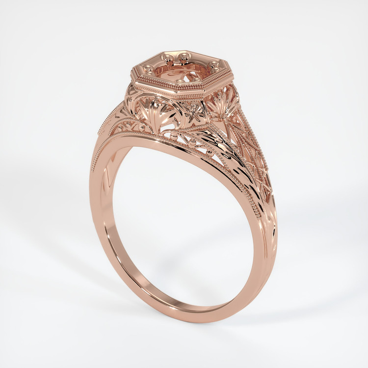 14K Rose Gold Antique Style Ring Setting