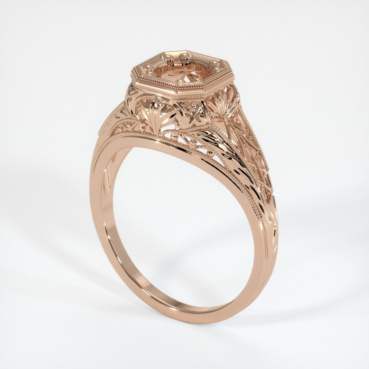 18K Rose Gold Antique Style Ring Setting